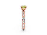Rose gold Fancy Yellow Cushion  Solitaire with Pavé Band and Four-Prong Setting_309