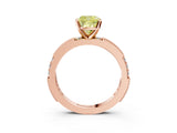 Rose gold Fancy Yellow Cushion  Solitaire with Pavé Band and Four-Prong Setting_310