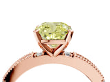 Rose gold Fancy Yellow Cushion  Solitaire with Pavé Band and Four-Prong Setting_311
