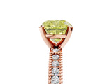 Rose gold Fancy Yellow Cushion  Solitaire with Pavé Band and Four-Prong Setting_312