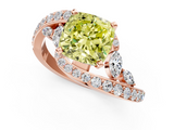 Rose gold Fancy Yellow Cushion  Solitaire with Pavé Twist Band and Four-Prong Setting_59
