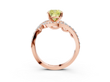 Rose gold Fancy Yellow Cushion  Solitaire with Pavé Twist Band and Four-Prong Setting_61