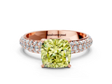 Rose gold Fancy Yellow Cushion  Solitaire with Pave Band and Four-Prong Setting_3