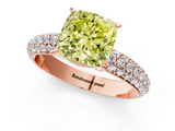 Rose gold Fancy Yellow Cushion  Solitaire with Pave Band and Four-Prong Setting_4