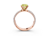 Rose gold Fancy Yellow Cushion  Solitaire with Pave Band and Four-Prong Setting_6