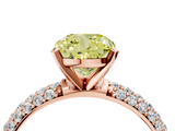 Rose gold Fancy Yellow Cushion  Solitaire with Pave Band and Four-Prong Setting_7