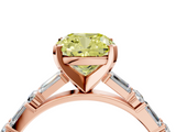 Rose gold Fancy Yellow Cushion  Solitaire with Side Baguettes and Channel Set Band_49