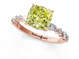 Rose gold Fancy Yellow Cushion  Solitaire with Side Stones on a Pavé Band and Four-Prong Setting_24