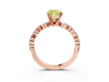 Rose gold Fancy Yellow Cushion  Solitaire with Side Stones on a Pavé Band and Four-Prong Setting_26