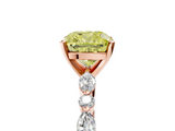 Rose gold Fancy Yellow Cushion  Solitaire with Side Stones on a Pavé Band and Four-Prong Setting_28