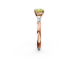 Rose gold Fancy Yellow Cushion  Solitaire with Tapered Baguette Side Stones on a Classic Band with Four-Prong Setting_75
