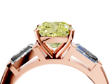 Rose gold Fancy Yellow Cushion  Solitaire with Tapered Baguette Side Stones on a Classic Band with Four-Prong Setting_77