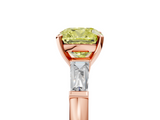 Rose gold Fancy Yellow Cushion  Solitaire with Tapered Baguette Side Stones on a Classic Band with Four-Prong Setting_78