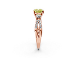 Rose gold Fancy Yellow Cushion  Three-Stone Diamond Ring with Pavé Split Shank and Four-Prong Setting_46