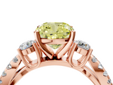 Rose gold Fancy Yellow Cushion  Three-Stone Diamond Ring with Pavé Split Shank and Four-Prong Setting_48