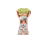 Rose gold Fancy Yellow Cushion  Three-Stone Diamond Ring with Pavé Split Shank and Four-Prong Setting_49