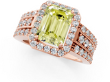 Rose gold Fancy Yellow Emerald -Cut Halo Diamond Ring with Split Shank and Four-Prong Setting_92