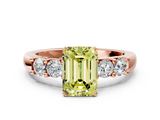 Rose gold Fancy Yellow Emerald  Brilliant Cut Diamond Five-Stone Prong Set Engagement Ring with Channel Band_3