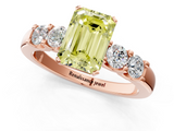 Rose gold Fancy Yellow Emerald  Brilliant Cut Diamond Five-Stone Prong Set Engagement Ring with Channel Band_4