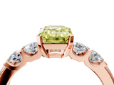 Rose gold Fancy Yellow Emerald  Brilliant Cut Diamond Five-Stone Prong Set Engagement Ring with Channel Band_7