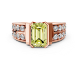 Rose gold Fancy Yellow Emerald  Brilliant Diamond Channel Set Wide Band Ring with Bezel Setting_20