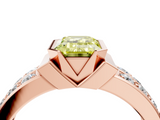 Rose gold Fancy Yellow Emerald  Brilliant Diamond Channel Set Wide Band Ring with Bezel Setting_24
