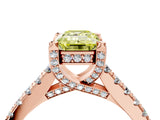 Rose gold Fancy Yellow Emerald  Brilliant Diamond Solitaire with Pavé Band and Four-Prong Setting 4