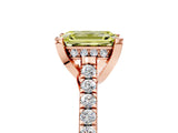 Rose gold Fancy Yellow Emerald  Brilliant Diamond Solitaire with Pavé Band and Four-Prong Setting 5