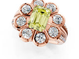 Rose gold Fancy Yellow Emerald  Brilliant Flower Halo Diamond Split Shank Ring_26