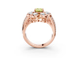 Rose gold Fancy Yellow Emerald  Brilliant Flower Halo Diamond Split Shank Ring_28