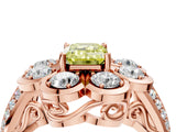 Rose gold Fancy Yellow Emerald  Brilliant Flower Halo Diamond Split Shank Ring_29