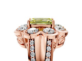 Rose gold Fancy Yellow Emerald  Brilliant Flower Halo Diamond Split Shank Ring_30