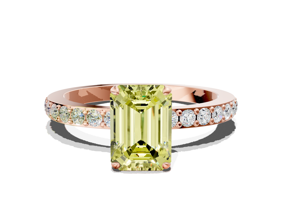 Rose gold Fancy Yellow Emerald  Brilliant Pavé Band Solitaire with Four-Prong Setting_41