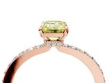 Rose gold Fancy Yellow Emerald  Brilliant Pavé Band Solitaire with Four-Prong Setting_45