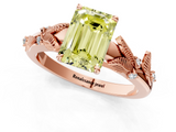 Rose gold Fancy Yellow Emerald  Brilliant Solitaire with Leaf Motif Band and Four-Prong Setting_62