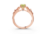 Rose gold Fancy Yellow Emerald  Brilliant Solitaire with Leaf Motif Band and Four-Prong Setting_64