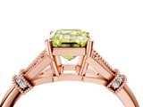 Rose gold Fancy Yellow Emerald  Brilliant Solitaire with Pave Band and Four-Prong Setting_25