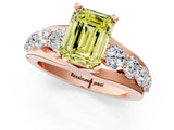 Rose gold Fancy Yellow Emerald  Brilliant Solitaire with Side Stones on a Pave Band and Four-Prong Setting_25