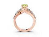 Rose gold Fancy Yellow Emerald  Brilliant Solitaire with Side Stones on a Pave Band and Four-Prong Setting_27