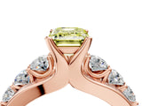 Rose gold Fancy Yellow Emerald  Brilliant Solitaire with Side Stones on a Pave Band and Four-Prong Setting_28