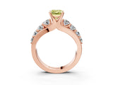 Rose gold Fancy Yellow Emerald  Brilliant Solitaire with Side Stones on a Pave Band and Four-Prong Setting_40