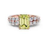 Rose gold Fancy Yellow Emerald  Cluster Diamond Engagement Ring with Pavé Band and Four-Prong Setting_51
