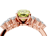 Rose gold Fancy Yellow Emerald  Cluster Diamond Engagement Ring with Pavé Band and Four-Prong Setting_55
