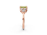 Rose gold Fancy Yellow Emerald Cut Brilliant Diamond Cluster Accent Solitaire Ring with Prong Setting_2