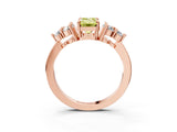 Rose gold Fancy Yellow Emerald Cut Brilliant Diamond Cluster Accent Solitaire Ring with Prong Setting_3