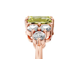 Rose gold Fancy Yellow Emerald Cut Brilliant Diamond Cluster Accent Solitaire Ring with Prong Setting_5