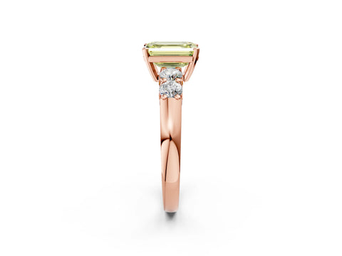 Rose gold Fancy Yellow Emerald Cut Brilliant Diamond Five-Stone Engagement Ring with Prong Setting on a Classic Band_5