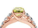 Rose gold Fancy Yellow Emerald Cut Brilliant Diamond Pavé Band with Six-Prong Setting_4