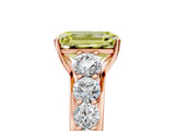 Rose gold Fancy Yellow Emerald Cut Brilliant Diamond Pavé Band with Six-Prong Setting_5