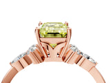 Rose gold Fancy Yellow Emerald Cut Brilliant Diamond Solitaire Ring with Pear Side Stones and Four-Prong Setting_7